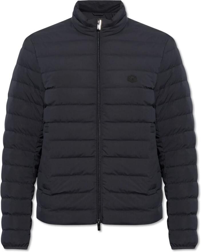 Emporio Armani Paddedylon Hoge Kraag Zwarte Puffer Jas Black Heren