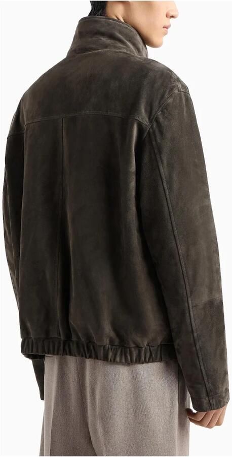 Emporio Armani Gewatteerde Suède Jas met Afneembare Jas Brown Heren - Foto 6