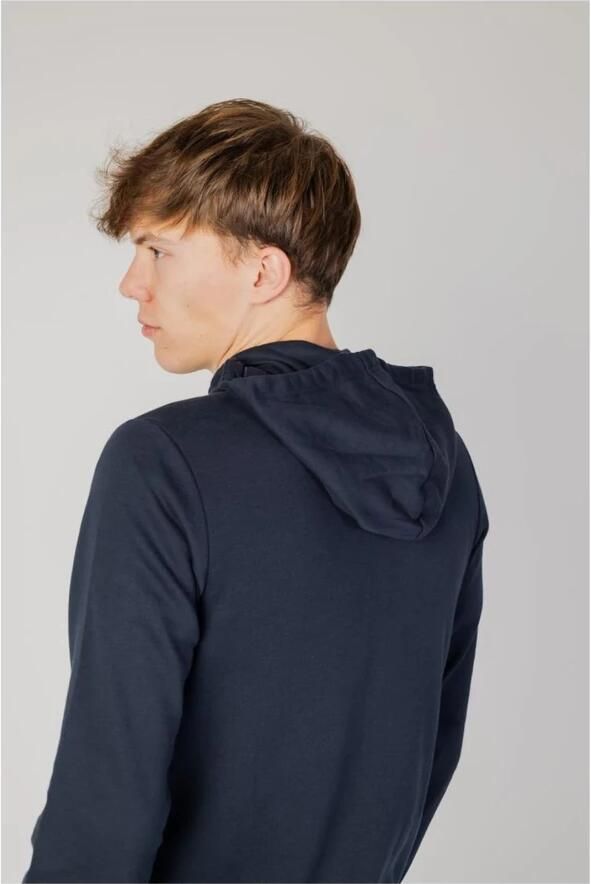 Emporio Armani Geborduurde Logo Rits Hoodie Armani Blue Heren