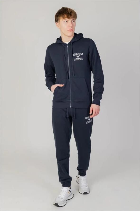 Emporio Armani Geborduurde Logo Rits Hoodie Armani Blue Heren - Foto 2