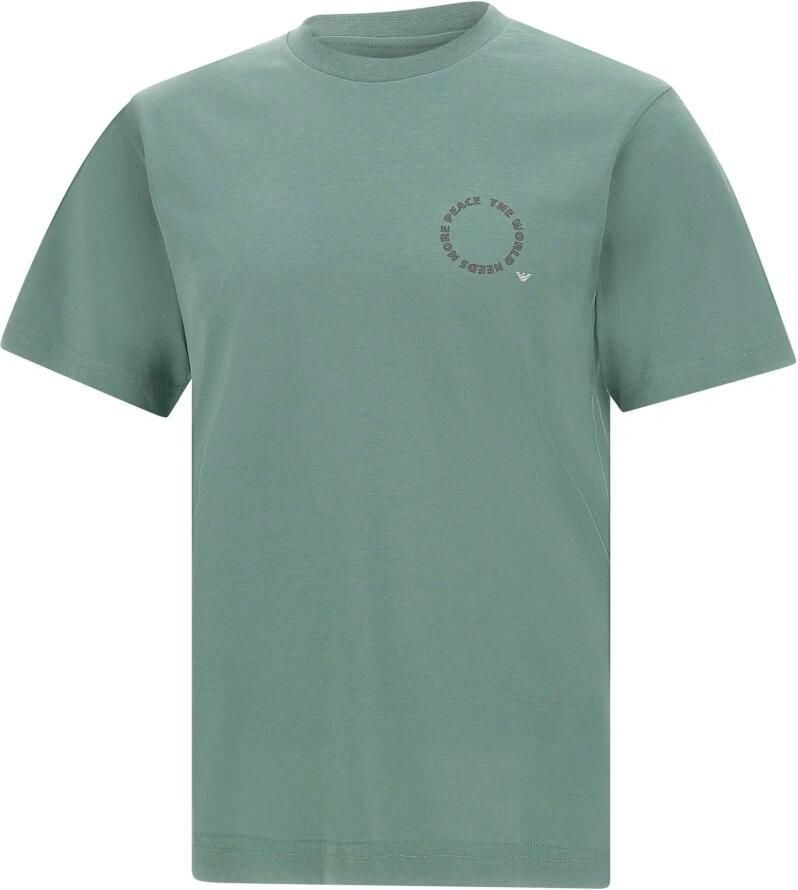 Emporio Armani Groene Katoenen T-shirt Stormy Sea World Green Heren