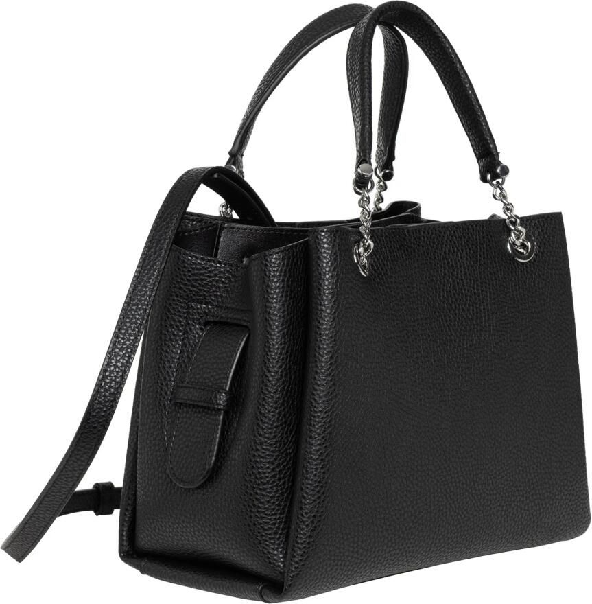 Emporio Armani Zwarte gehamerde imitatieleren handtas met logo bedel Black Dames - Foto 2
