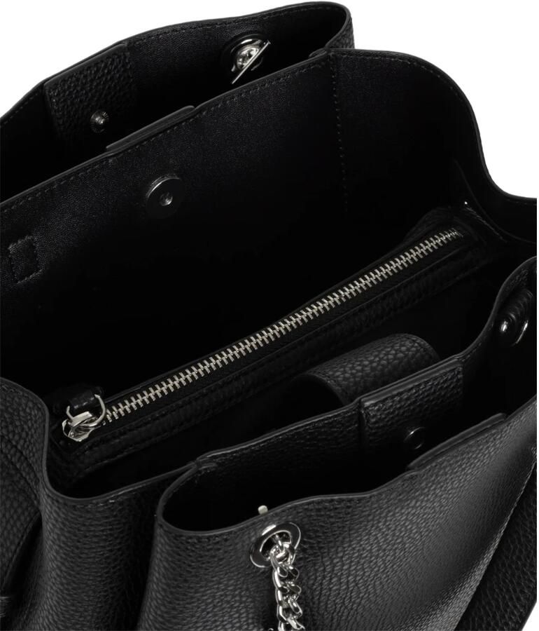 Emporio Armani Zwarte gehamerde imitatieleren handtas met logo bedel Black Dames - Foto 4