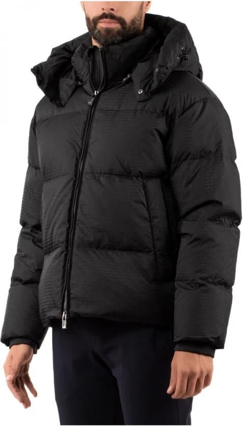 Emporio Armani Logo Patroon Donsjas met Afneembare Capuchon Black Heren - Foto 5