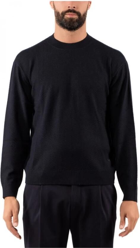 Emporio Armani Blauwe Trui met Ribdetails Blue Heren - Foto 5