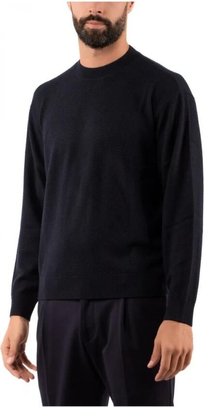 Emporio Armani Blauwe Trui met Ribdetails Blue Heren - Foto 3