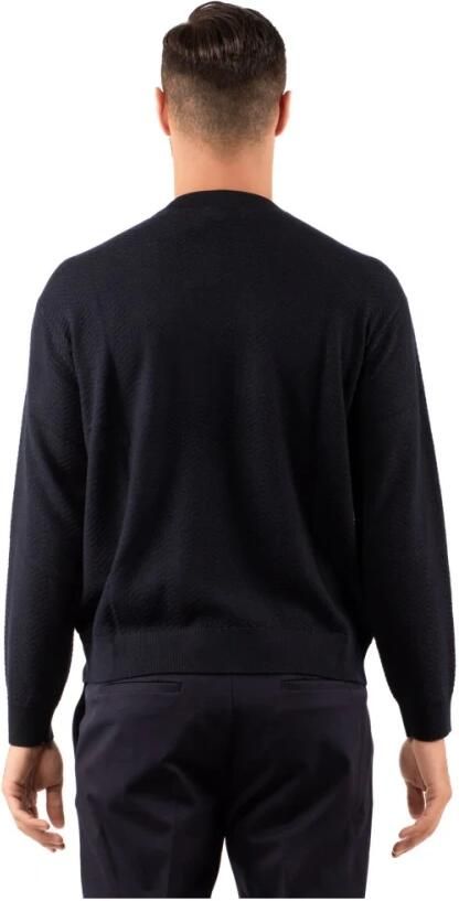 Emporio Armani Blauwe Trui met Ribdetails Blue Heren - Foto 4