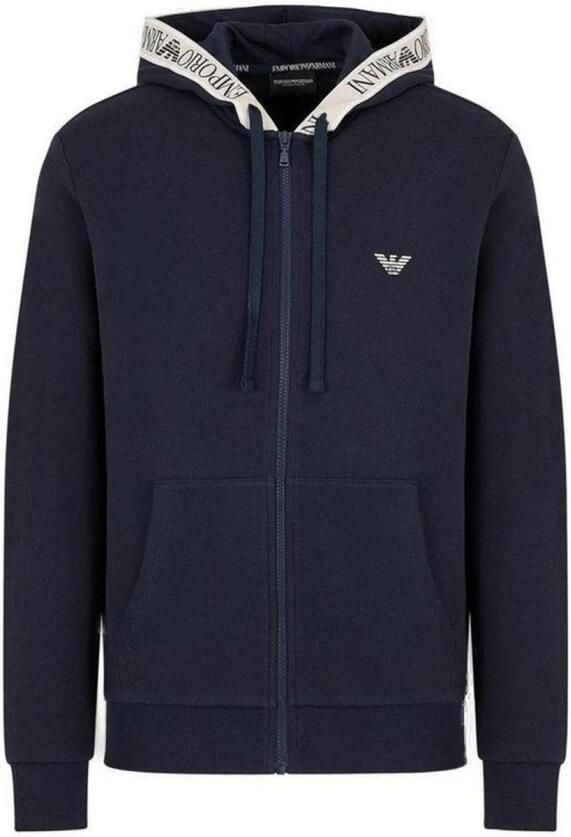Emporio Armani Blauwe Bedrukte Hoodie met Rits Blue Heren - Foto 4
