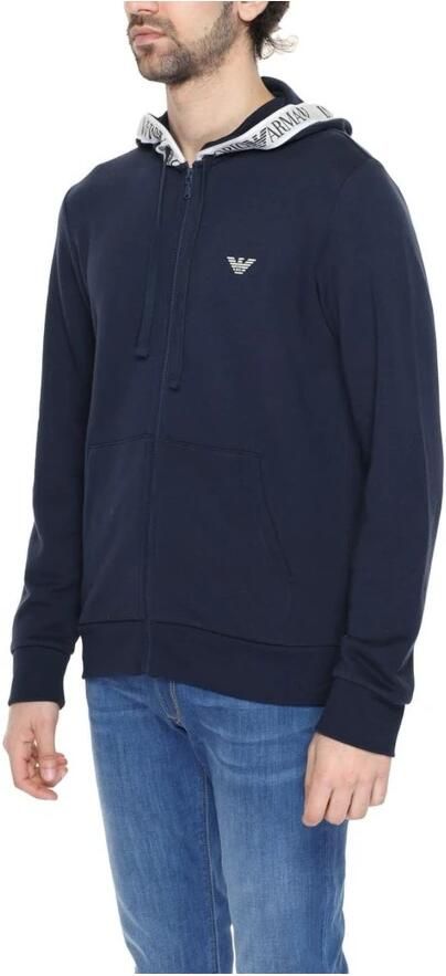 Emporio Armani Blauwe Bedrukte Hoodie met Rits Blue Heren - Foto 2
