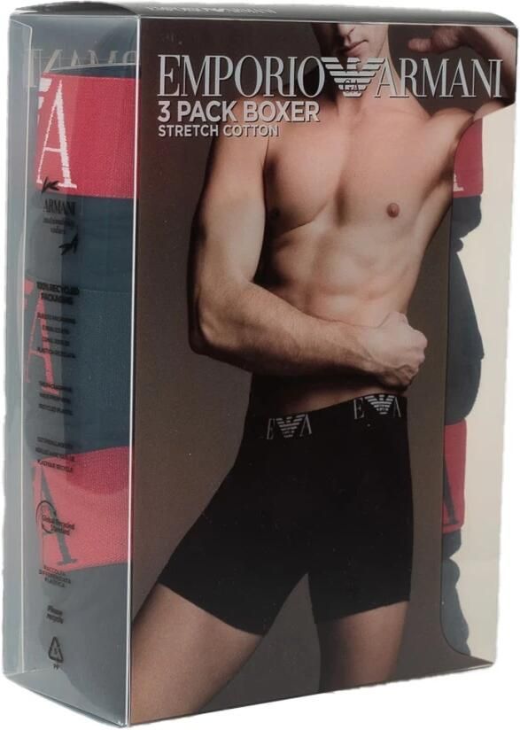 Emporio Armani 3-Pack Stretch Katoenen Boxers Zwart Black Heren
