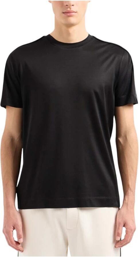 Emporio Armani Zwarte Lyocell Logo T-Shirt Korte Mouw Black Heren - Foto 4