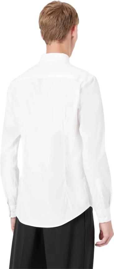 Emporio Armani Witte Stretch Stof Shirt Klassieke Kraag Lange Mouw Adelaar Borduurwerk White Heren - Foto 11
