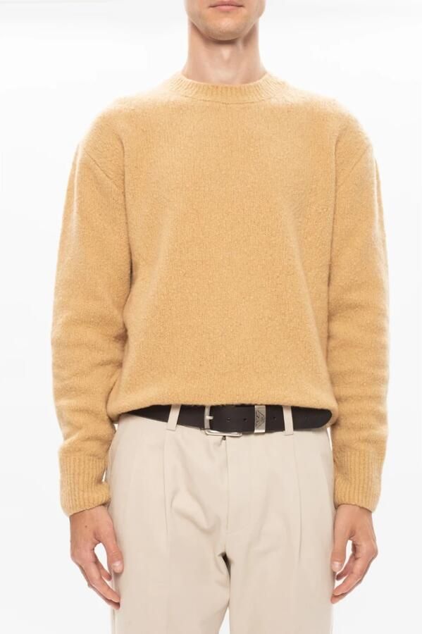 Emporio Armani Zwarte leren riem met zilveren metalen gesp Black Heren