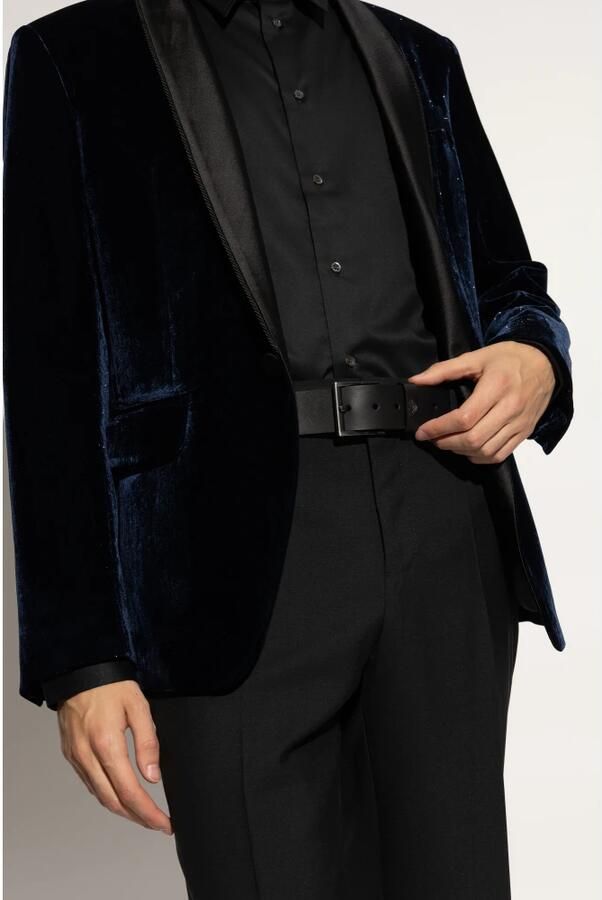 Emporio Armani Klassieke gesp riem met logo detail Black Heren