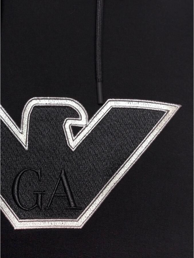 Emporio Armani Herenhoodie van dubbel jersey Heren Double Jersey Hoodie Blue Black Heren