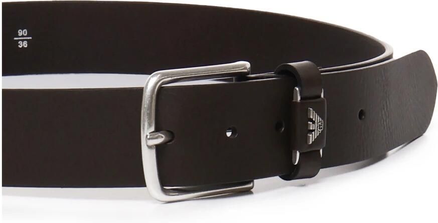 Emporio Armani Logo Gesp Bruin Leren Riem Brown Heren - Foto 2