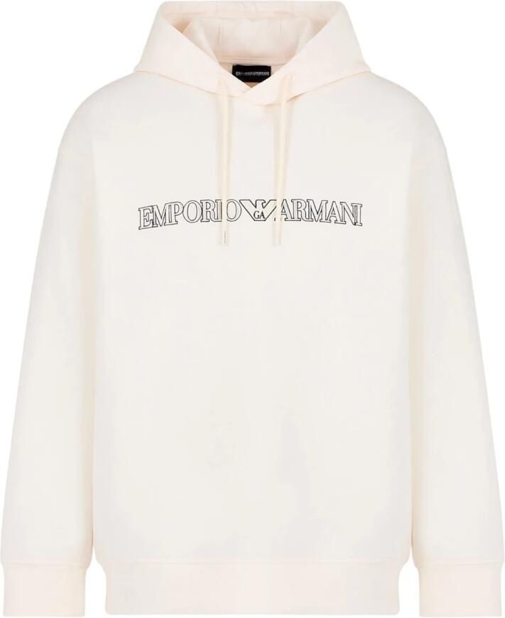 Emporio Armani Logo Lettering Hoodie Beige Heren
