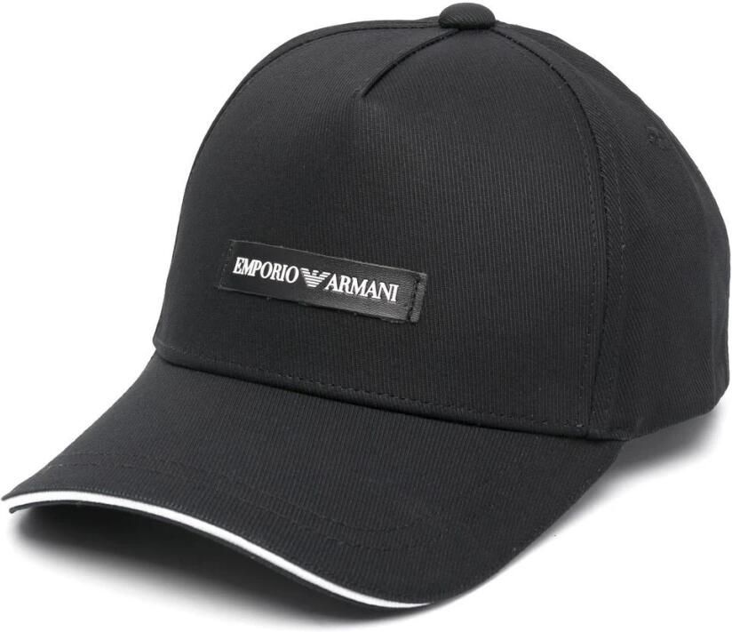 Emporio Armani Logo-Patch Cap Zwart Katoen Verstelbare Band Black Heren