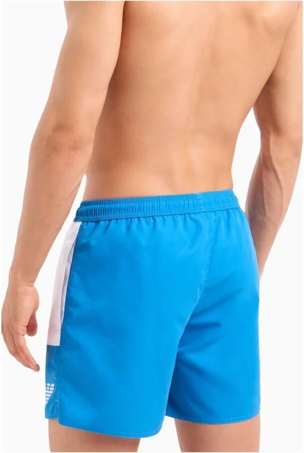 Emporio Armani Logo Print Zwemshorts Blauw Blue Heren