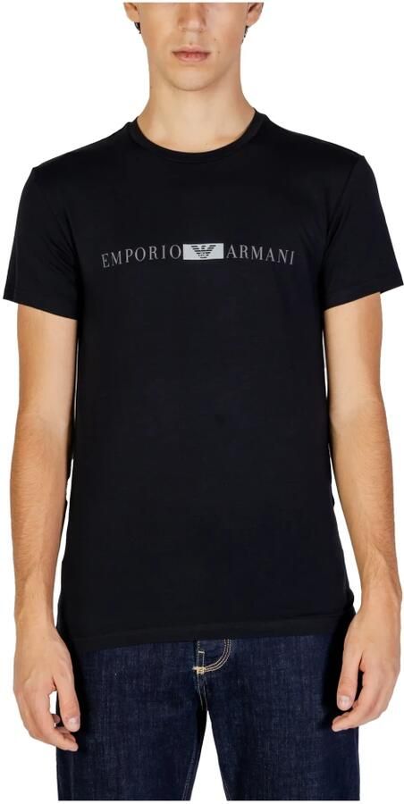Emporio Armani Zwarte Katoenen T-shirt met Elastaan Black Heren - Foto 4