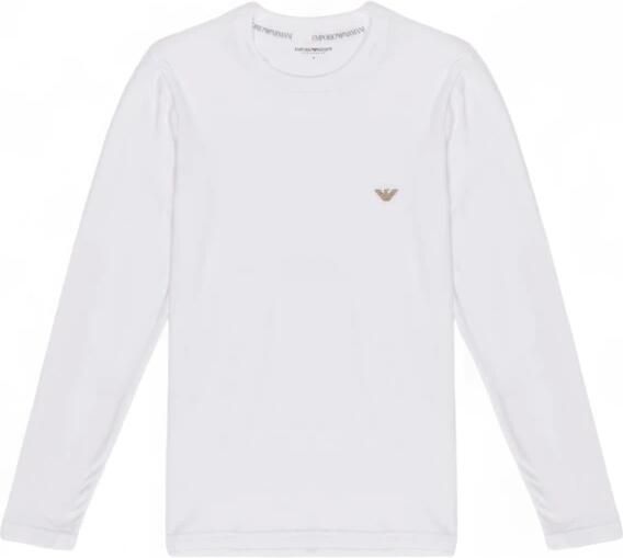 Emporio Armani Stretch Logo Geborduurd T-shirt Wit White Heren - Foto 8