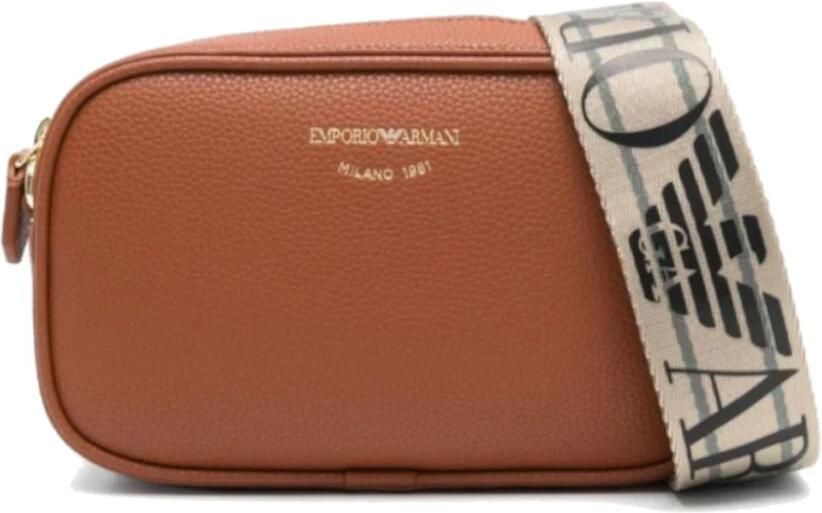 Emporio Armani Mini tas met verstelbare band en logo belettering Brown Dames