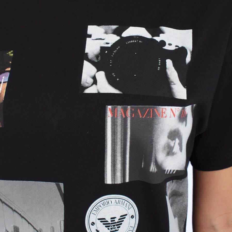 Emporio Armani Moderne Grafische Print Korte Mouw T-shirt Black Dames