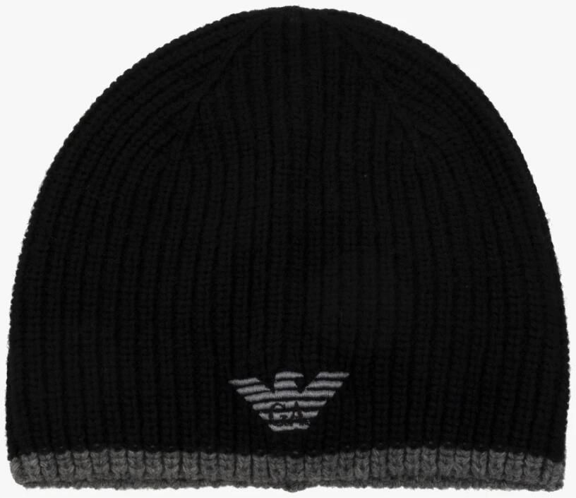 Emporio Armani Luxe Zwart Grijs Beanie+Scarf Set met Logo Black Heren - Foto 3
