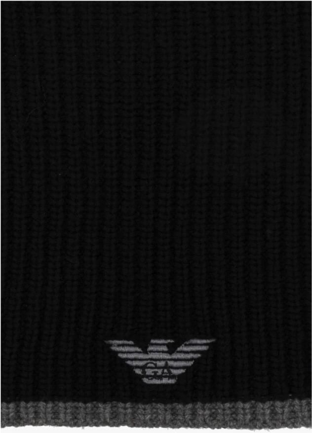 Emporio Armani Luxe Zwart Grijs Beanie+Scarf Set met Logo Black Heren - Foto 6