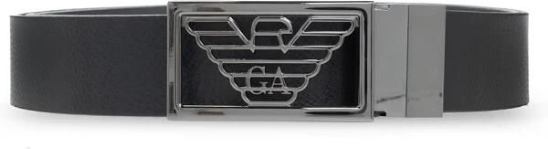 Emporio Armani Omkeerbare Grijze Riem met Metalen Adelaar Logo Gesp Black Heren - Foto 4