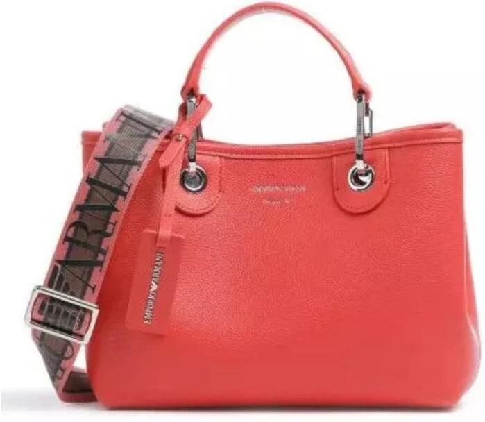Emporio Armani Oranje Handtas met Verstelbare Afneembare Logo Schouderband Red Dames