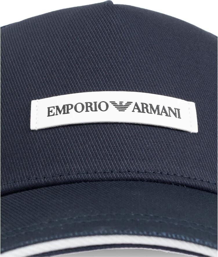 Emporio Armani Canvas Baseballpet met Patch Blue Heren