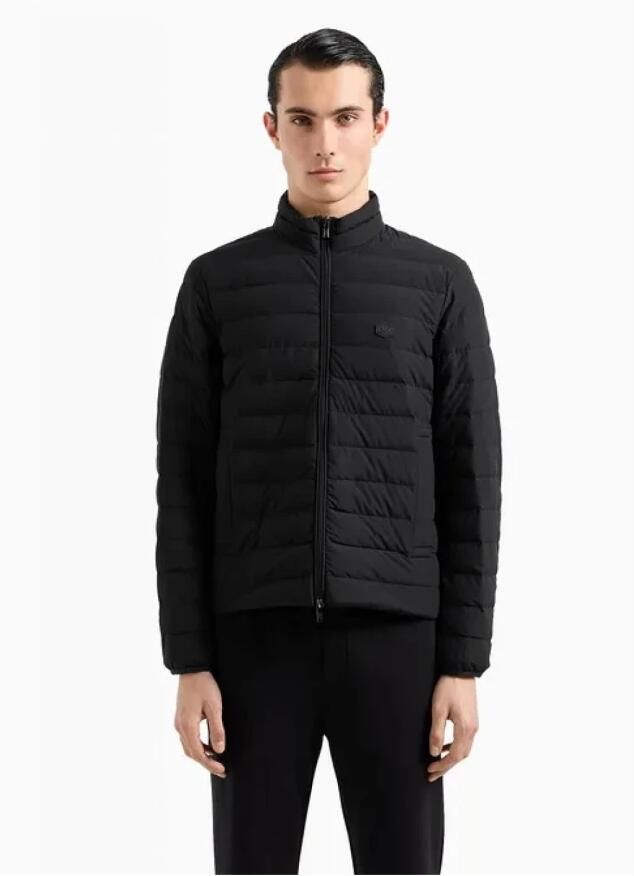 Emporio Armani Paddedylon Hoge Kraag Zwarte Puffer Jas Black Heren