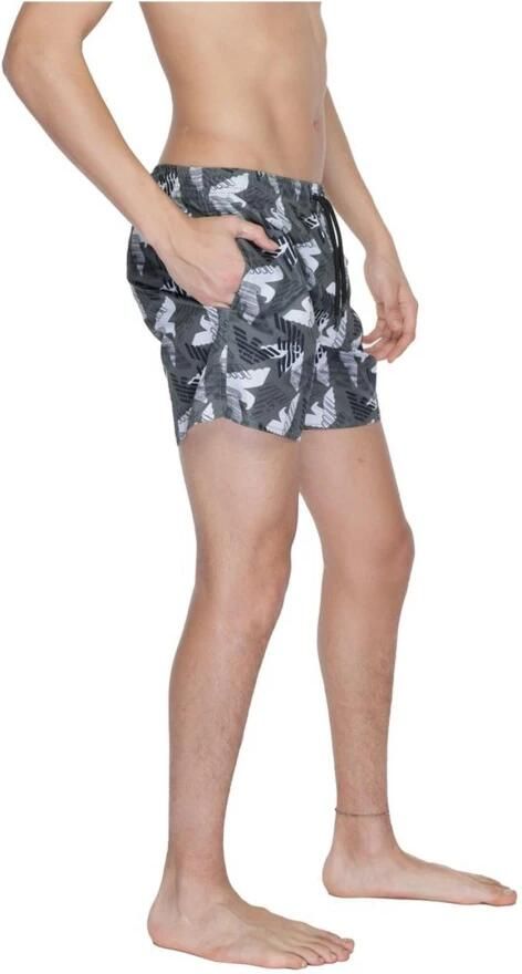 Emporio Armani Bedrukte militaire groene shorts met trekkoord in de taille Green Heren
