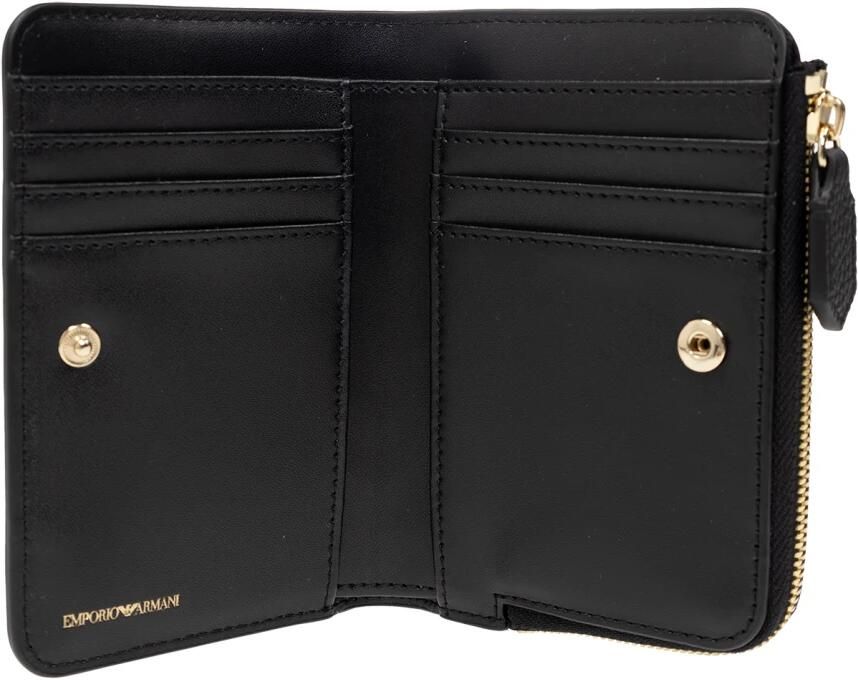 Emporio Armani Zwarte Kleine Portemonnee met Kaartsleuven en Muntvakje Zwart Dames