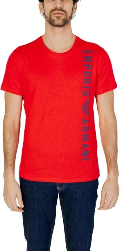 Emporio Armani Rode Katoenen Heren T-shirt Lente Zomer Collectie Red Heren - Foto 3
