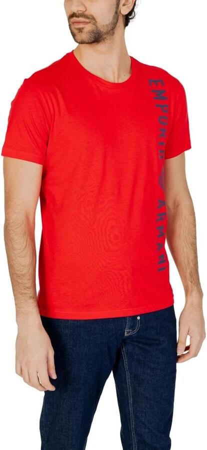 Emporio Armani Rode Katoenen Heren T-shirt Lente Zomer Collectie Red Heren