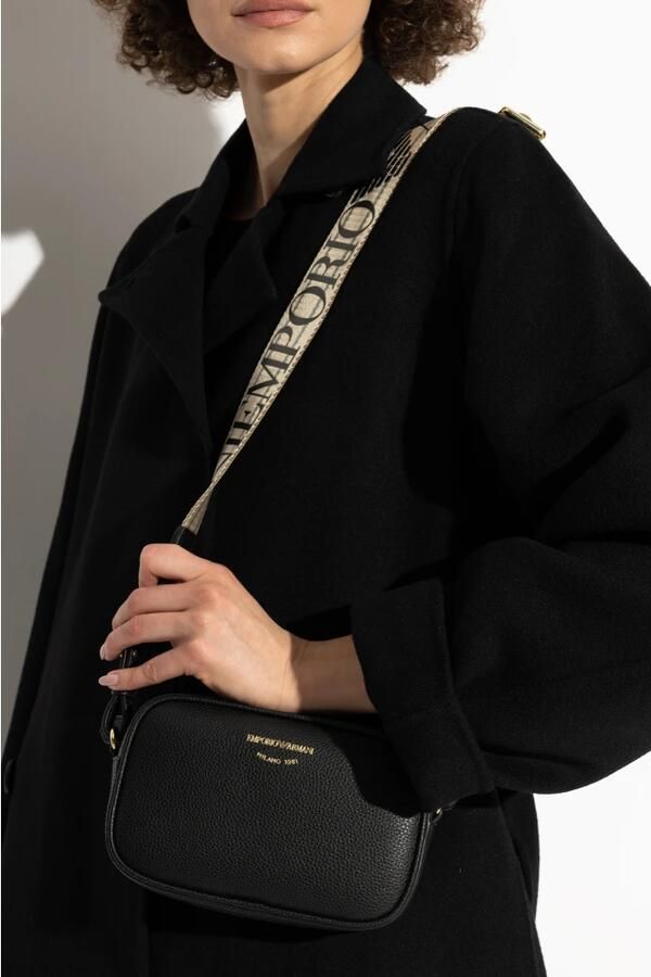 Emporio Armani Zwarte Mini Tas met Verstelbare Band en Logo Lettering Black Dames - Foto 8