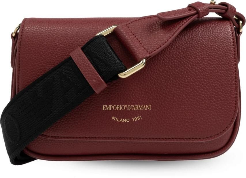 Emporio Armani Mini Tas Bordeaux met Zwart Logo Opschrift Red Dames - Foto 6