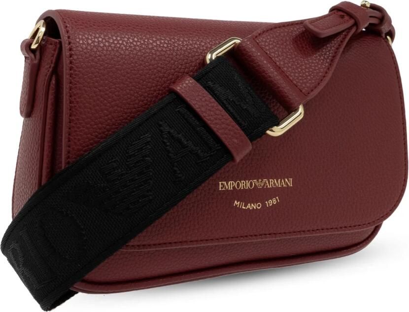 Emporio Armani Mini Tas Bordeaux met Zwart Logo Opschrift Red Dames - Foto 4