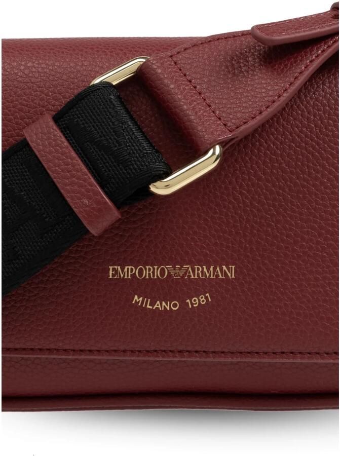 Emporio Armani Mini Tas Bordeaux met Zwart Logo Opschrift Red Dames