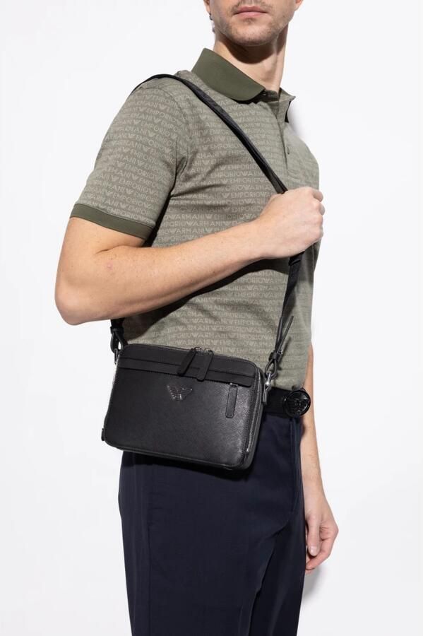 Emporio Armani Zwarte Saffiano Adelaar Clutch Tas Black Heren - Foto 8