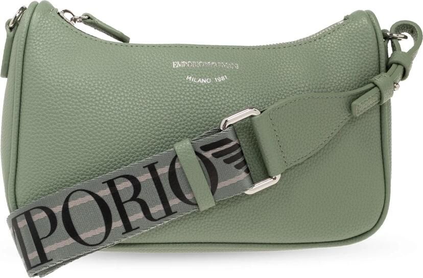 Emporio Armani Baguette Tas met Hertenprint Afwerking Green Dames