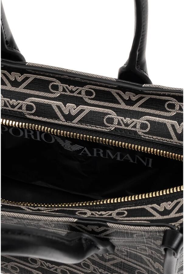 Emporio Armani Zwarte Monogram Logo Winkel Tas met Verstelbare Band Black Dames - Foto 12