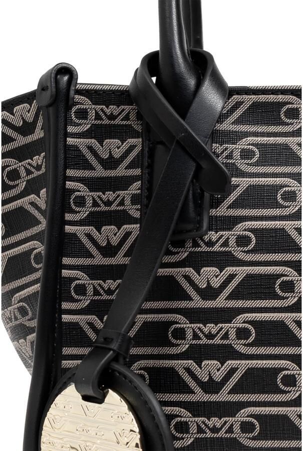 Emporio Armani Zwarte Monogram Logo Winkel Tas met Verstelbare Band Black Dames - Foto 13