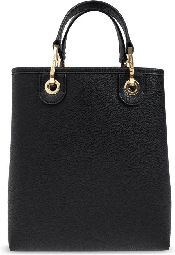 Emporio Armani Zwarte Shoppingtas met Verstelbare Band en Afneembaar Logo Overal Black Dames - Foto 4