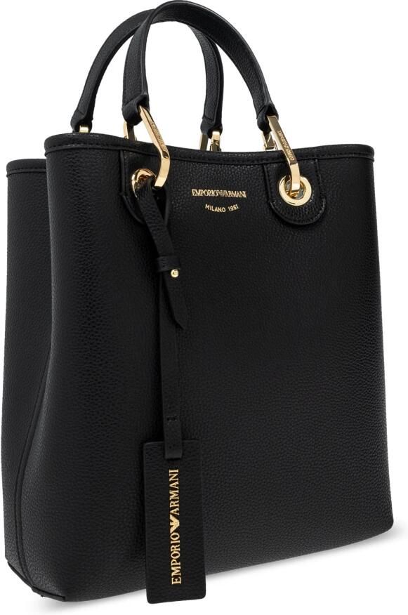 Emporio Armani Zwarte Shoppingtas met Verstelbare Band en Afneembaar Logo Overal Black Dames - Foto 5