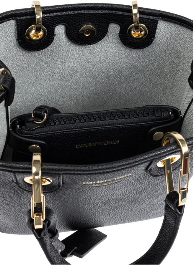 Emporio Armani Zwarte Shoppingtas met Verstelbare Band en Afneembaar Logo Overal Black Dames