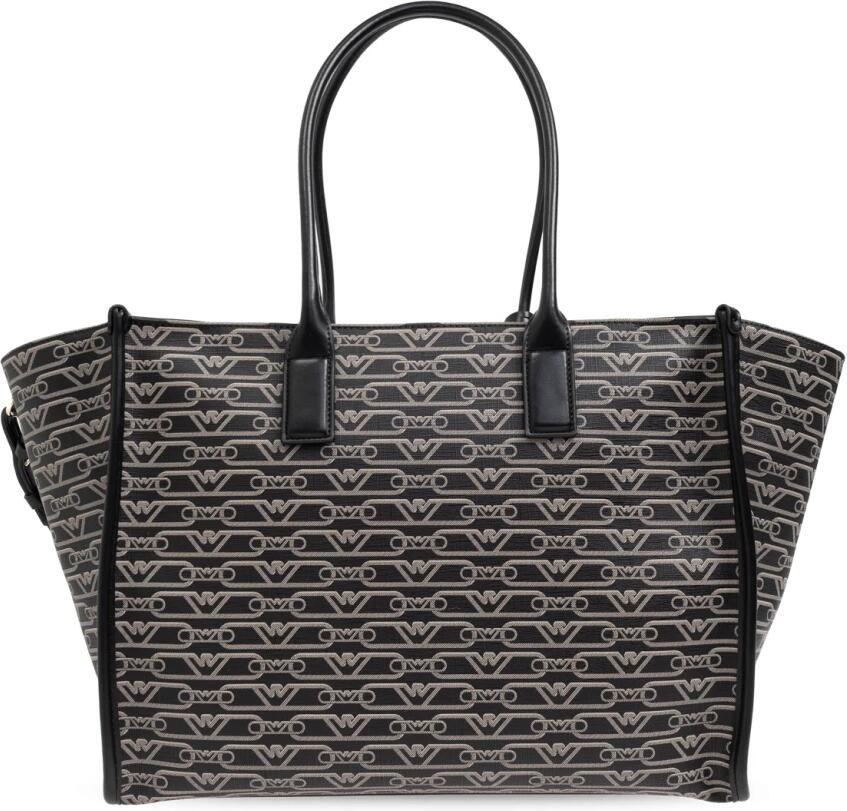 Emporio Armani Schoudertas met Jacquard-logo patroon Black Dames