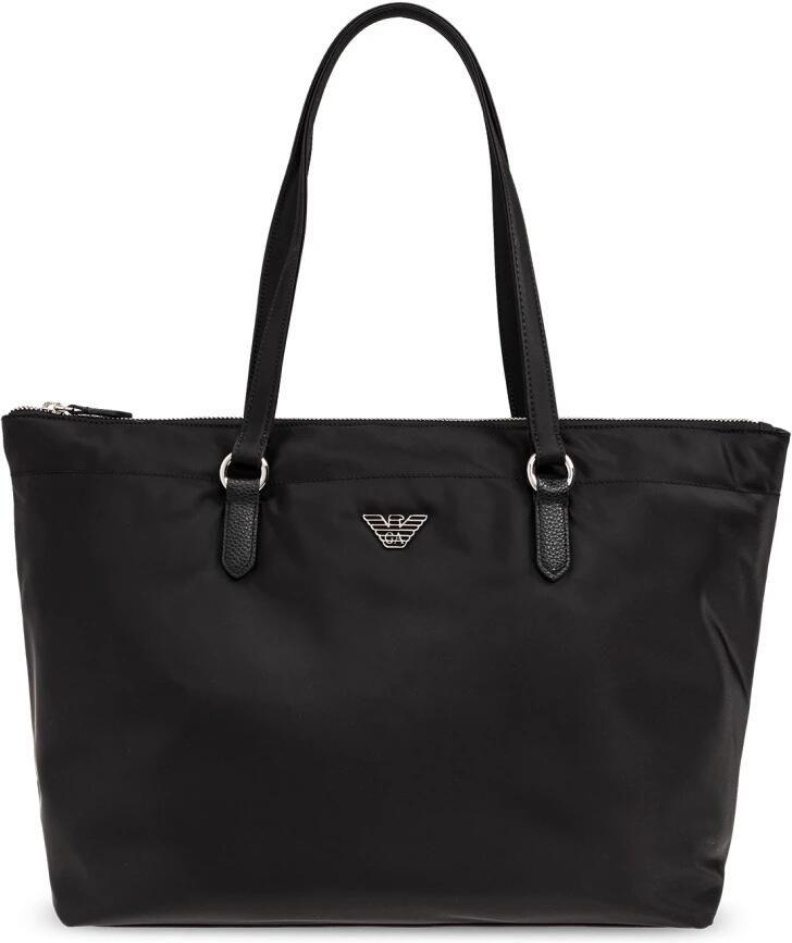 Emporio Armani Zwarte Nylon Adelaar Plaque Rits Tas Black Dames - Foto 5